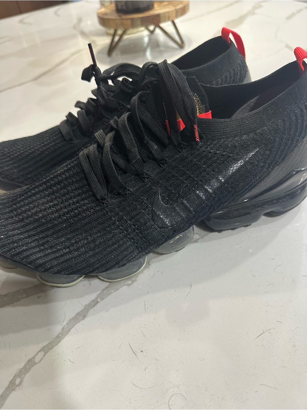 Nike Men’s VaporMax Flyknit — Black with Red Accents